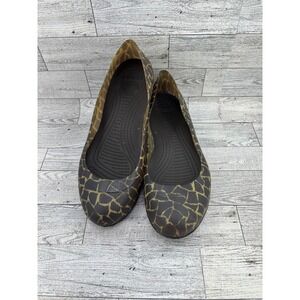 Crocs Women Giraffe Print Ballet‎ Flats Rubber Jelly Shoes Size 8